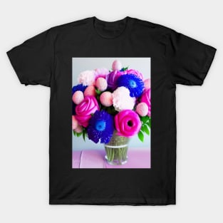 VERY CUTE PINK AND PURPLE AND BLUE FLORAL PRINT T-Shirt